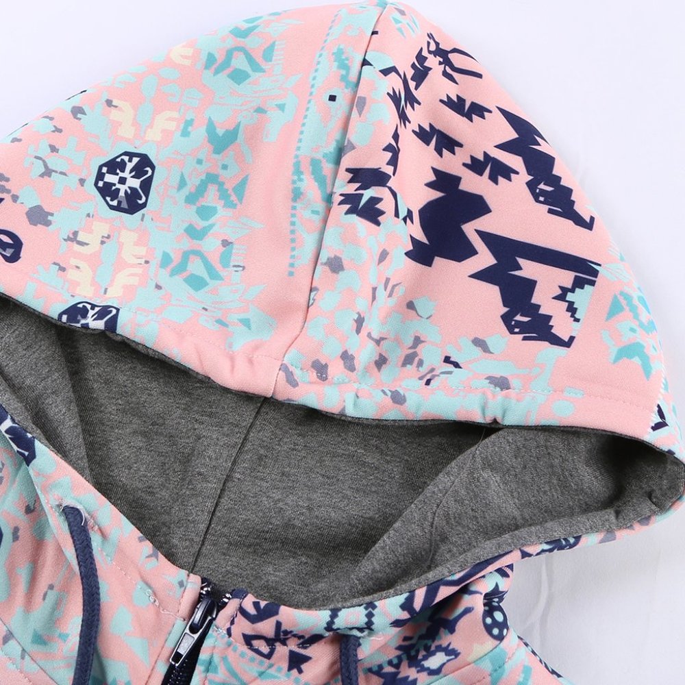 Gray Boho Print Color Block Patchwork Zip Collar … - image 8